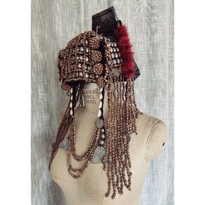 Handmade Beaded Akha Ekaw Thailand Hill Tribe Traditional Hat / Headdress OOAK